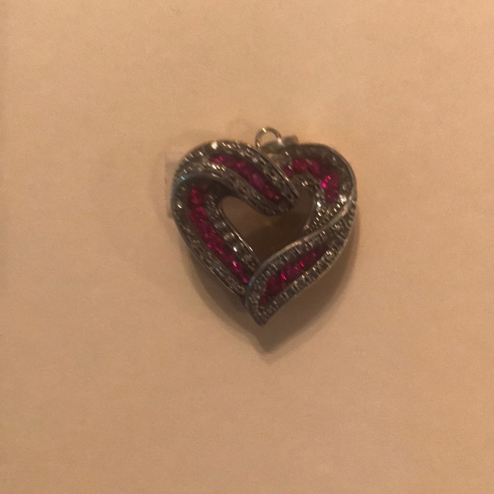Helzberg diamond and ruby pendant
